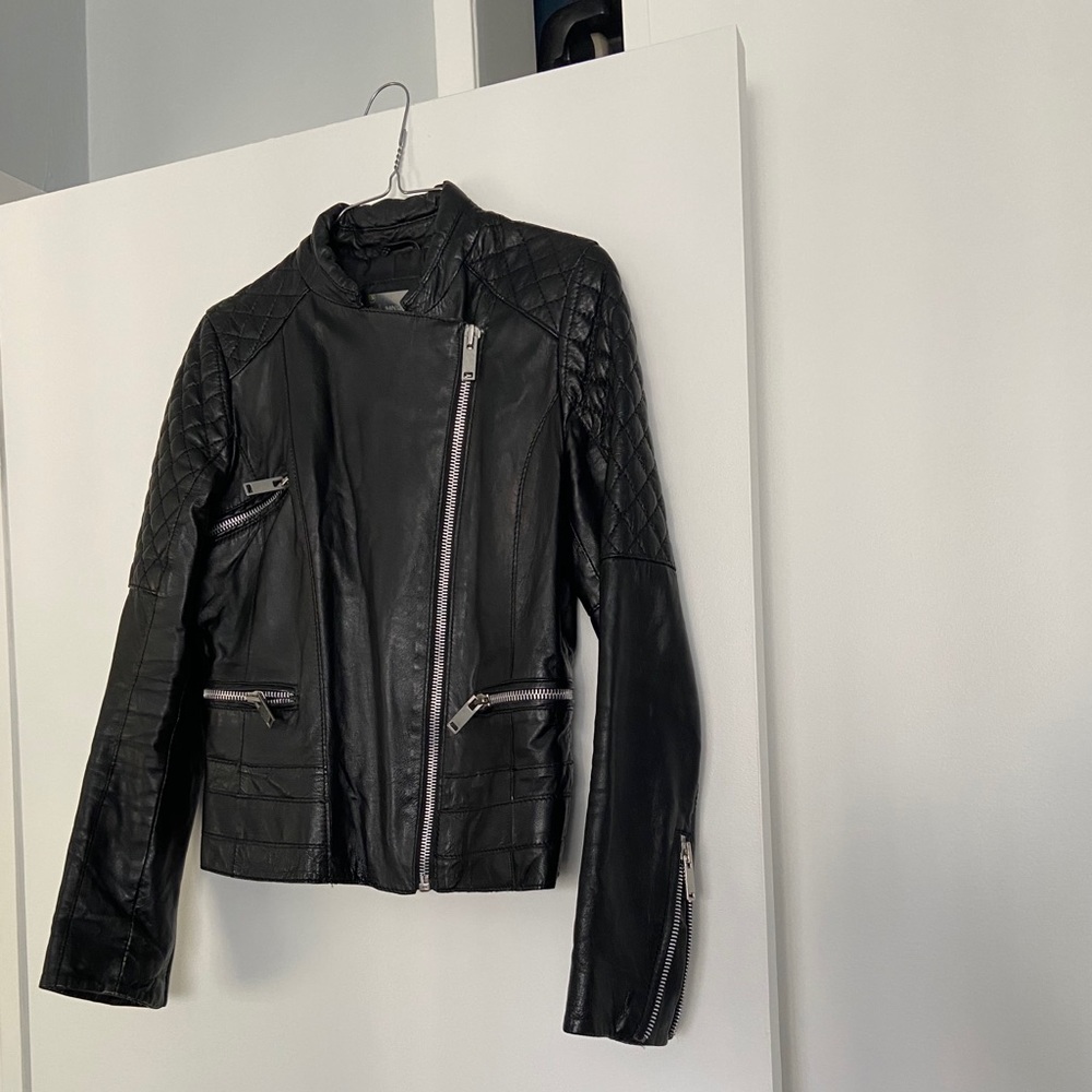 Genuine leather biker jacket